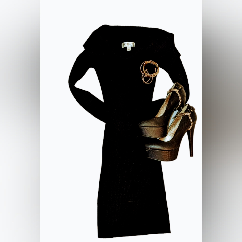 Say What Sweater DressBlack Cowl Neck